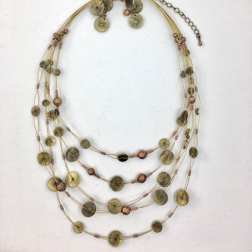 Multi layer necklace & earrings